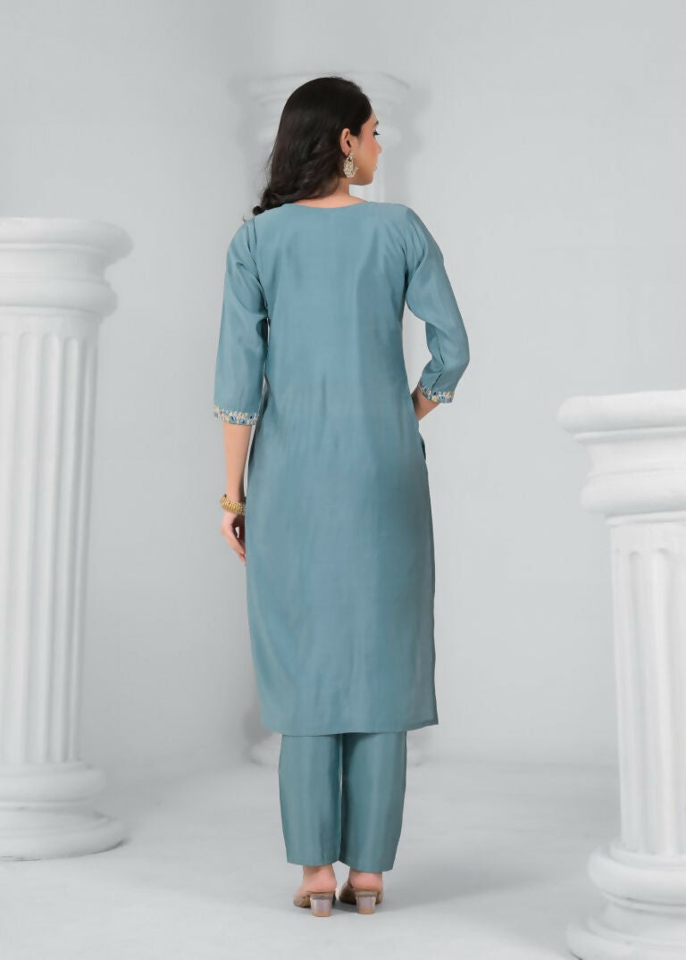 Ethnic Festive Wear Chanderi Tile Stitched Suit With Dupatta - Tanisha | Grocsy