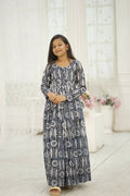 Aayaa Designer Printed Faux Georgette with Embroidery Zari Sequins-work Kids Gown | Grocsy