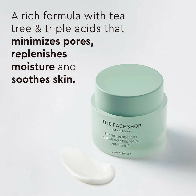 The Face Shop Tea Tree Pore Cream For Oily & Acne Prone Skin - Korean Skincare | Grocsy