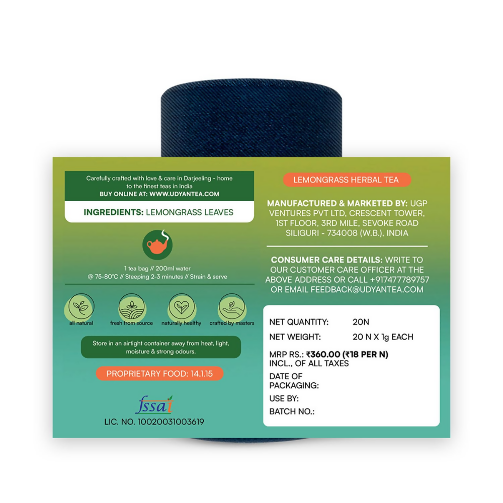 Udyan Tea Lemongrass Pure Herbal Tea | Grocsy