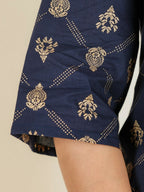 Aramya Straight Soft Cotton Floral Print Women's Kurta - Blue | Grocsy
