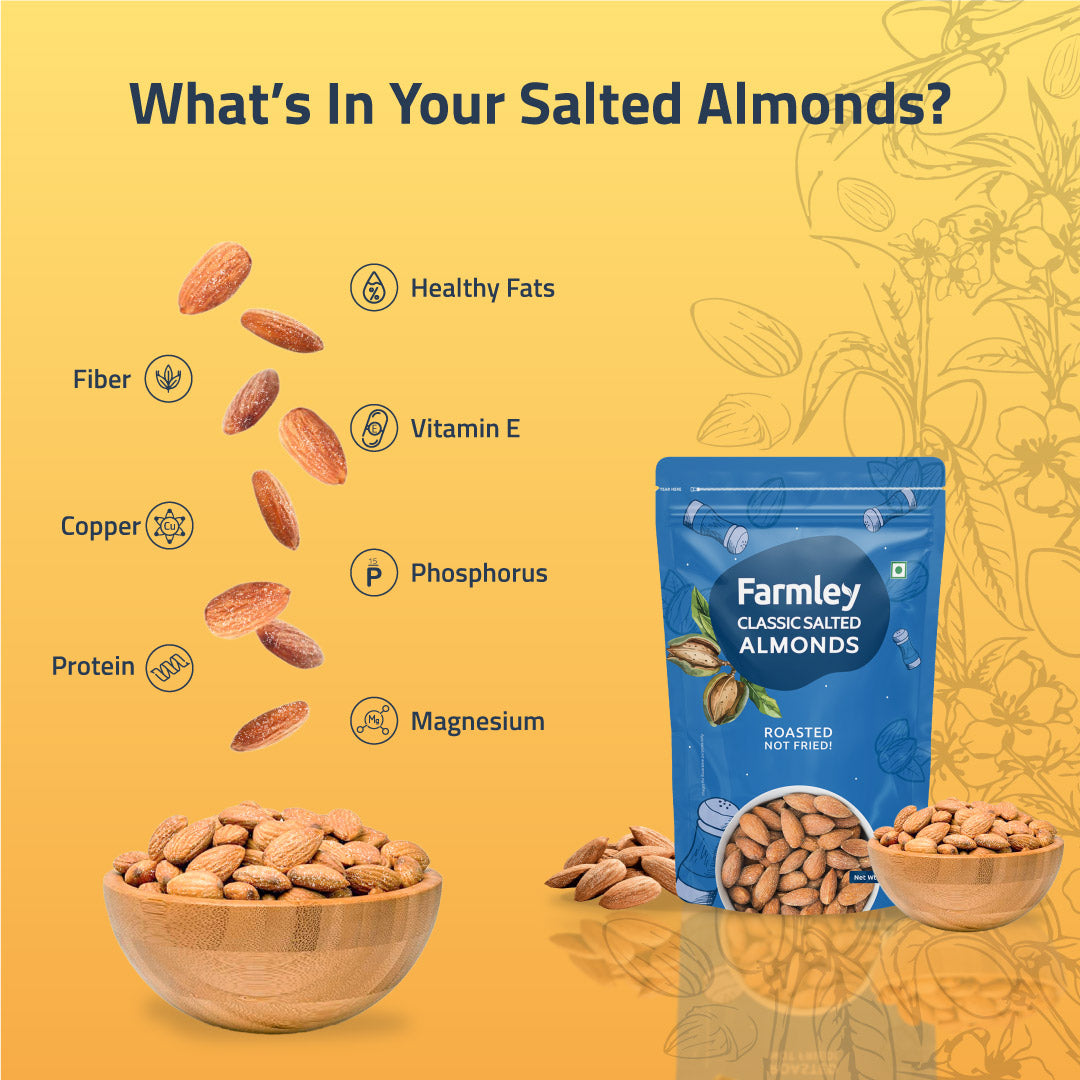 Farmley Roasted & Salted Cashews 200 g & Roasted Almonds 200 g | Grocsy