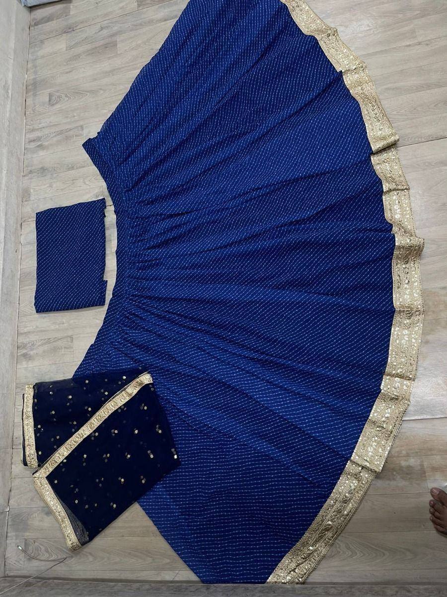 Tulsi Art Sweet Blue Georgette Digital Print Lehenga Choli | Grocsy