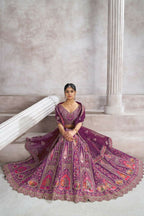 Kesar Fab Purple Banarasi Silk Hand_Woven Lehenga | Grocsy