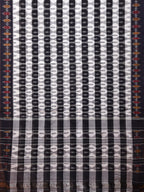 White and Black Pochampally Ikat Cotton Handloom Saree with Strips Design No Blouse - Global Threads | Grocsy