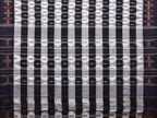 White and Black Pochampally Ikat Cotton Handloom Saree with Strips Design No Blouse - Global Threads | Grocsy