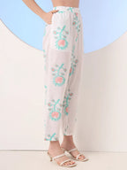 Yufta White And Blue Cotton Straight Kurta Pant Dupatta Set | Grocsy