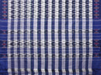 White and Blue Pochampally Ikat Cotton Handloom Saree with Strips Design No Blouse - Global Threads | Grocsy