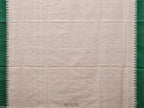 White and Green Khadi Cotton Handloom Plain Saree with Temple Border Design - Global Threads | Grocsy