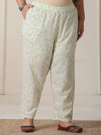 Yufta White And Yellow Cotton Sequins Work Plus Size Kurta Set With Pant & Dupatta | Grocsy