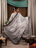 Yufta White Cotton Ethnic Motifs Straight Kurta Dupatta Pant Set | Grocsy