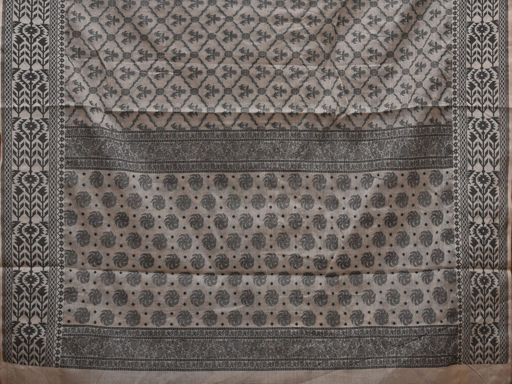 White Cut Work Cotton Handloom Saree with All Over Jamdani Style Design - Global Threads | Grocsy