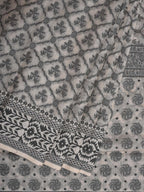 White Cut Work Cotton Handloom Saree with All Over Jamdani Style Design - Global Threads | Grocsy