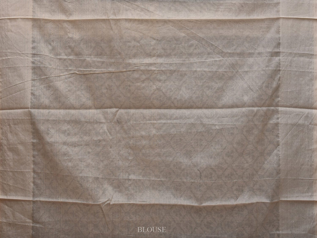 White Cut Work Cotton Handloom Saree with All Over Jamdani Style Design - Global Threads | Grocsy