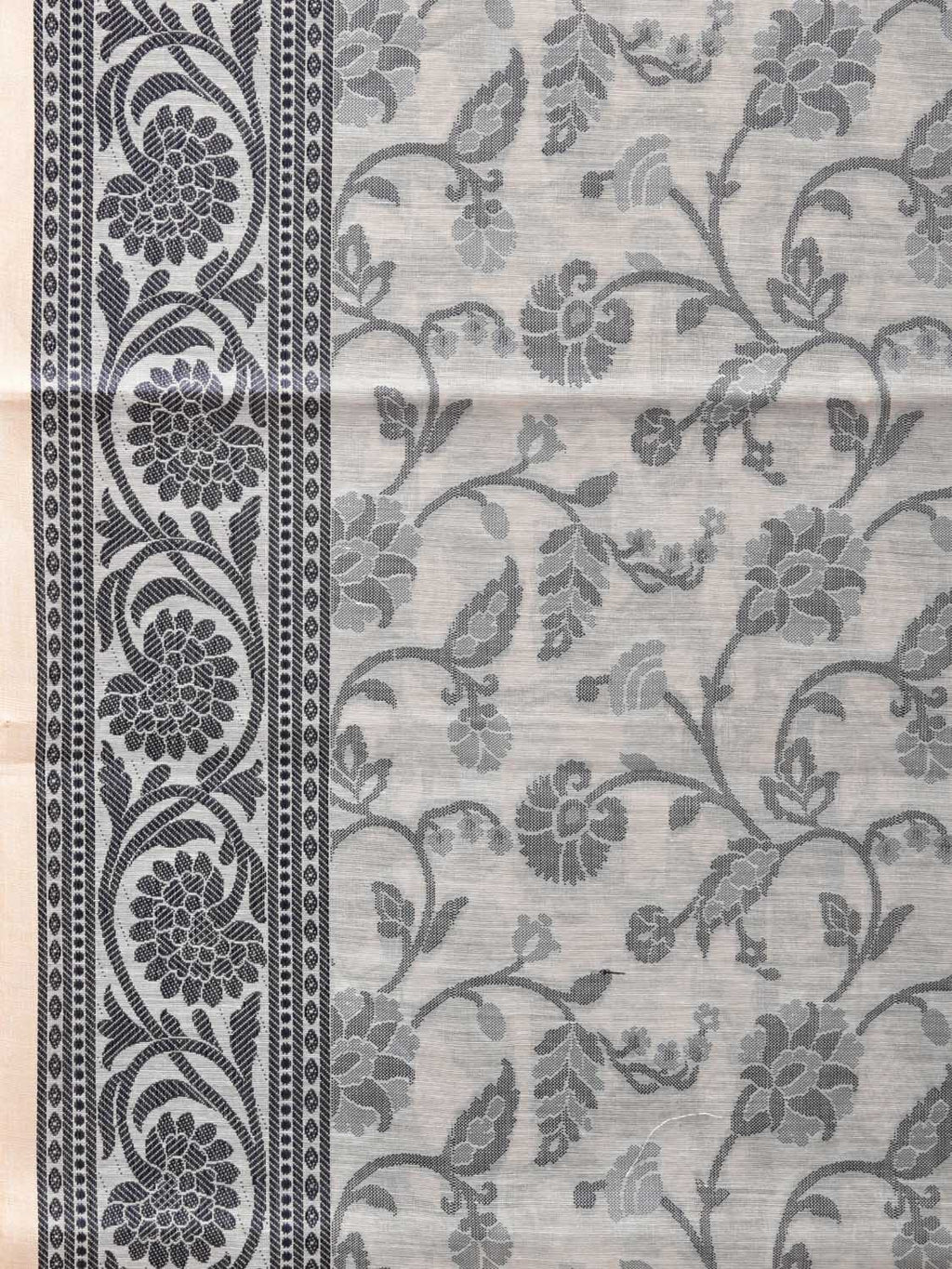 White Cut Work Sico Cotton Saree with All Over and Border Design - Global Threads | Grocsy