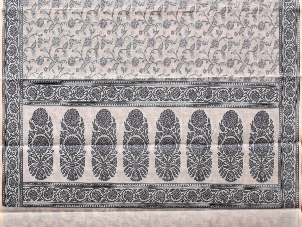 White Cut Work Sico Cotton Saree with All Over and Border Design - Global Threads | Grocsy