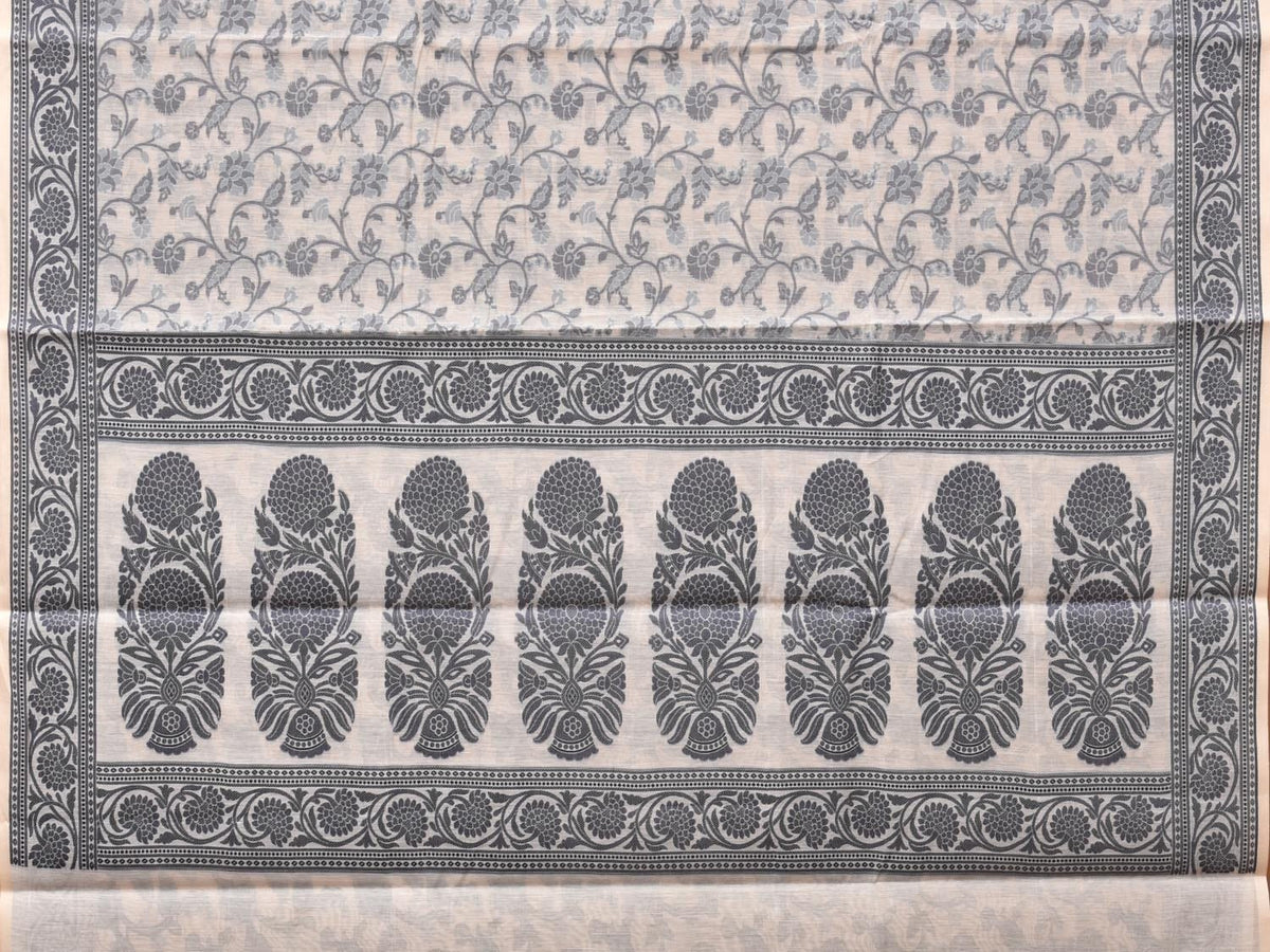 White Cut Work Sico Cotton Saree with All Over and Border Design - Global Threads | Grocsy