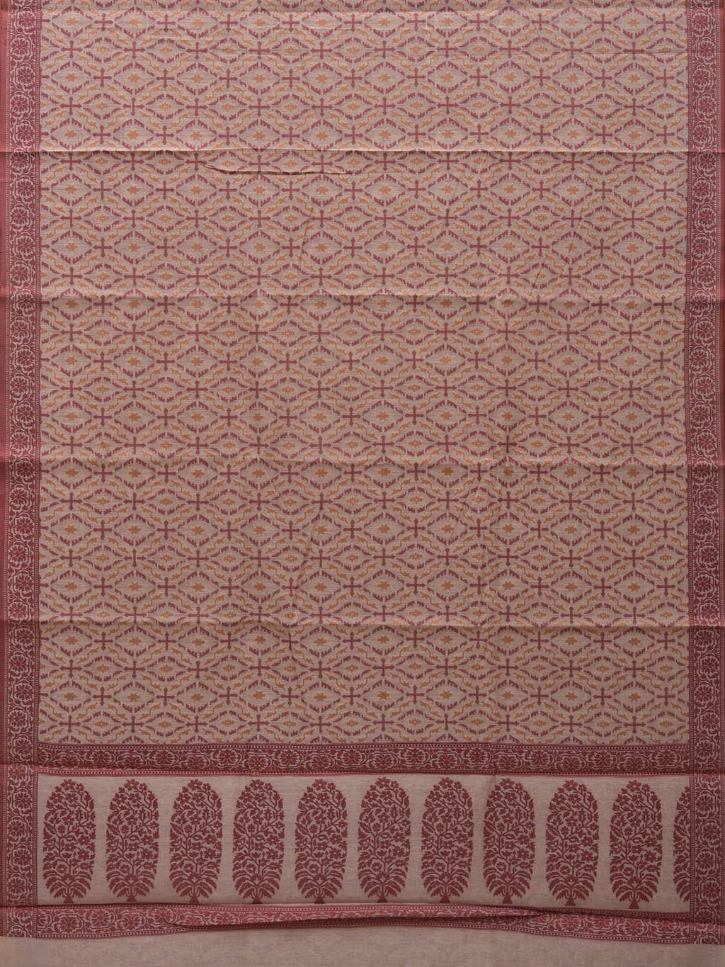 White Cut Work Sico Cotton Saree with All Over Banaras Design - Global Threads | Grocsy