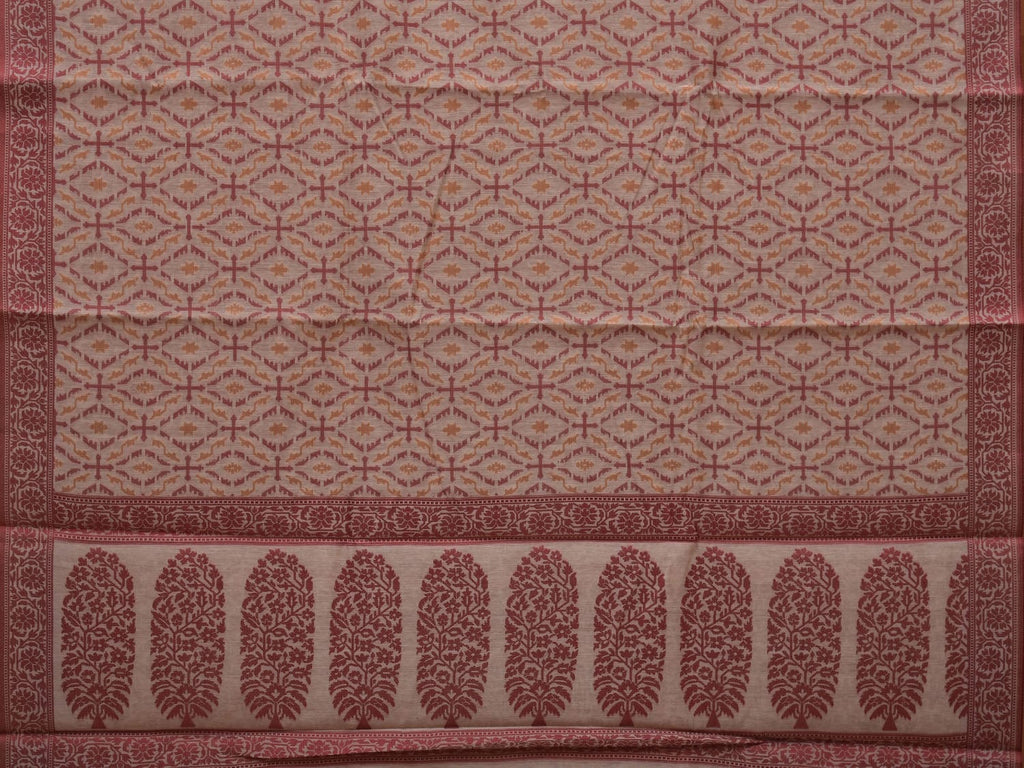 White Cut Work Sico Cotton Saree with All Over Banaras Design - Global Threads | Grocsy