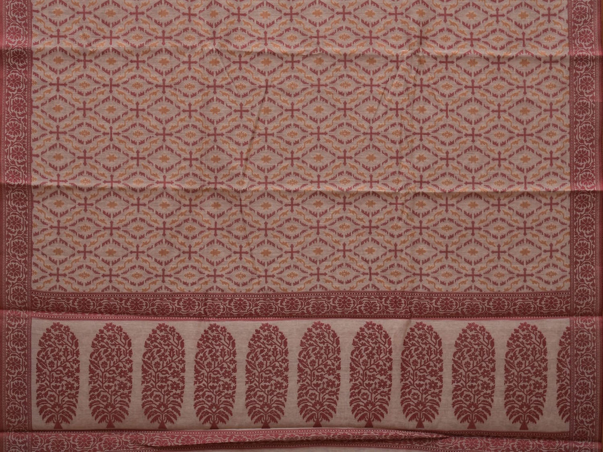 White Cut Work Sico Cotton Saree with All Over Banaras Design - Global Threads | Grocsy