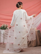 Yufta White Embroidered Kurta Dupatta Pant Set | Grocsy