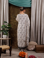 Yufta White Hand_Embroidery Silk Straight Kurta And Trouser With Dupatta Set | Grocsy