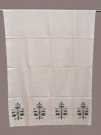 White Khadi Cotton Handloom Dupatta with Dhakai Design - Global Threads | Grocsy