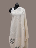 White Khadi Cotton Handloom Dupatta with Dhakai Design - Global Threads | Grocsy