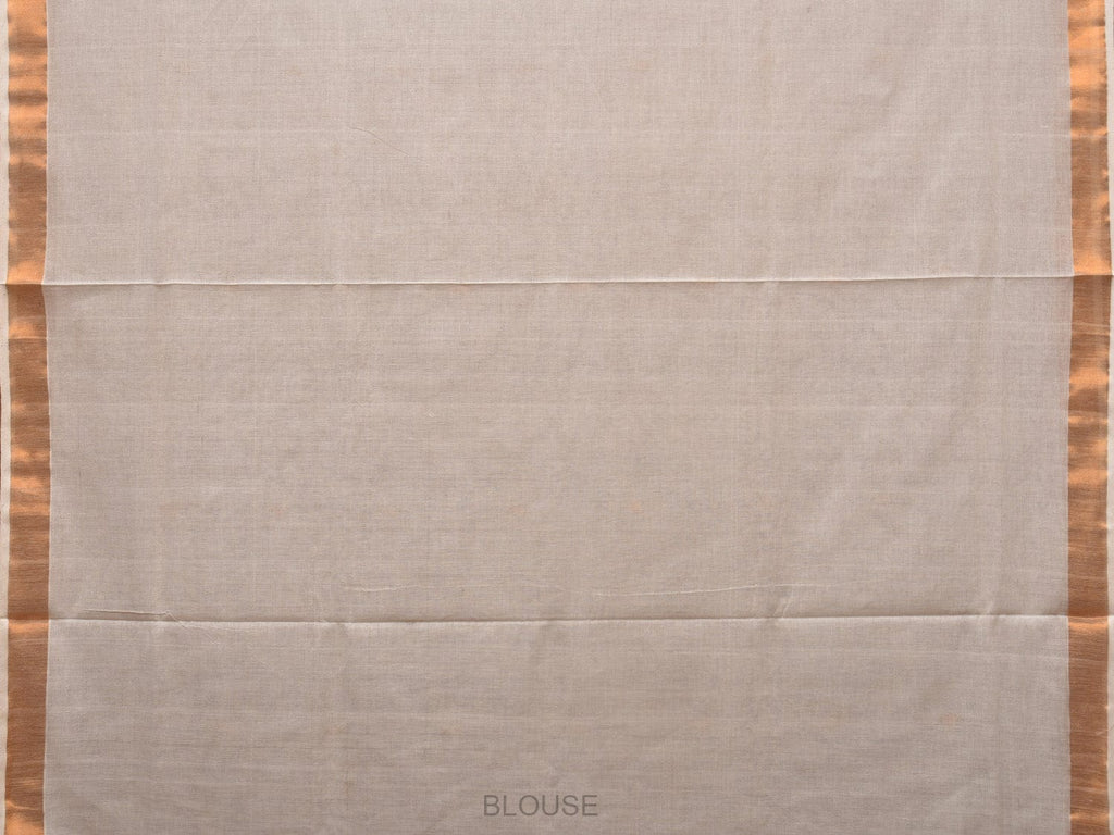 White Khadi Cotton Handloom Saree with Parrots Pallu Design - Global Threads | Grocsy