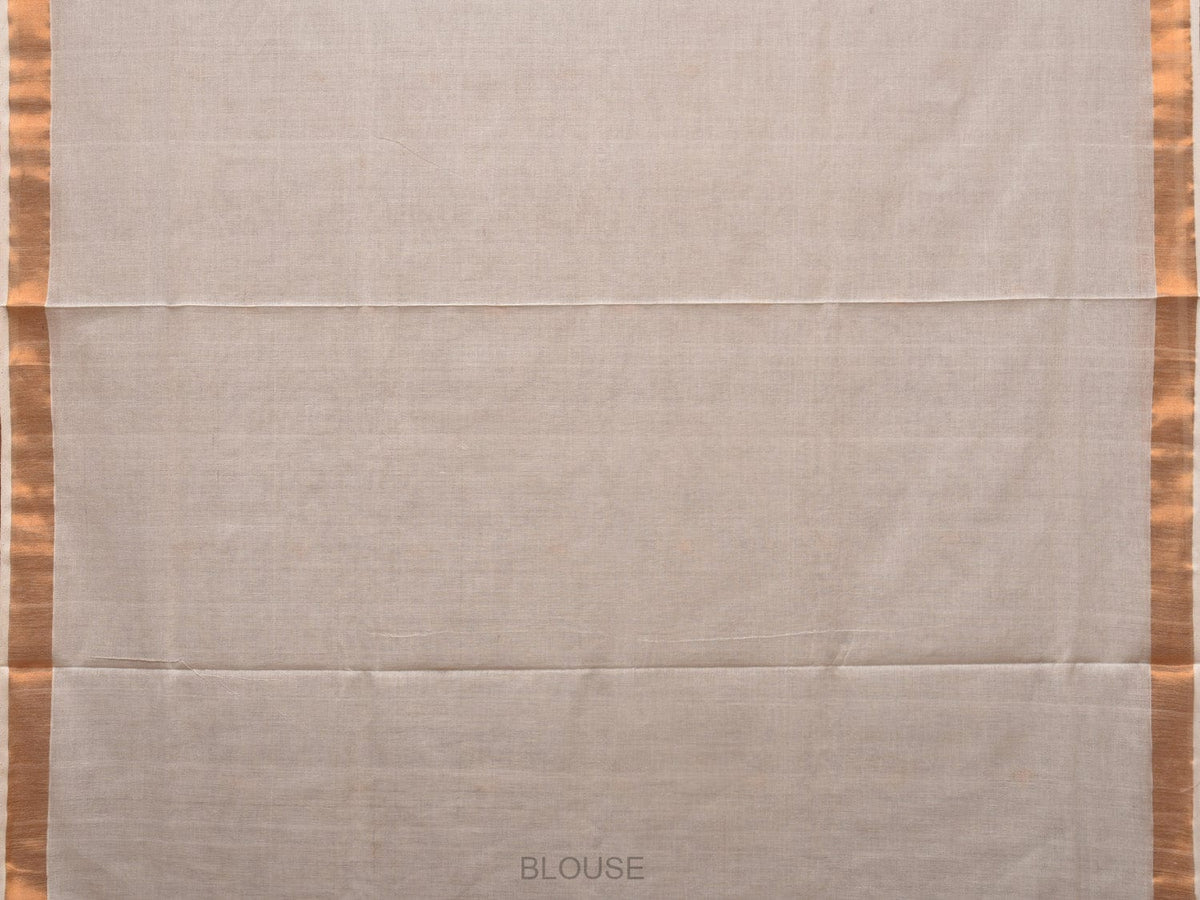 White Khadi Cotton Handloom Saree with Parrots Pallu Design - Global Threads | Grocsy