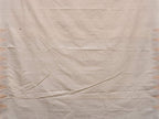 White Khadi Cotton Handloom Saree with Temple Border and Buta Design - Global Threads | Grocsy