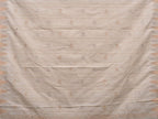 White Khadi Cotton Handloom Saree with Temple Border and Buta Design - Global Threads | Grocsy