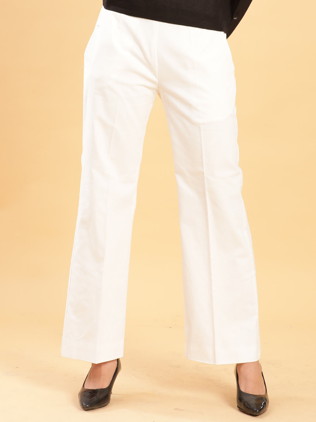 BohoJazz Retro Modern Style White Linen Bell Bottom | Grocsy