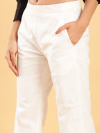 BohoJazz Retro Modern Style White Linen Bell Bottom | Grocsy