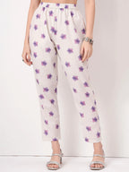 Yufta White Linen Cotton A Line Kurta Dupatta Pant Set | Grocsy