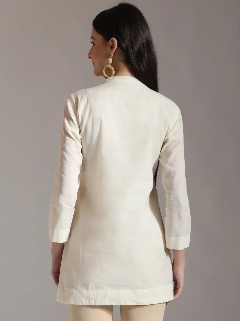 Yufta White Pure Cotton Embroidered Top | Grocsy