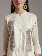 Yufta White Pure Cotton Embroidered Top | Grocsy
