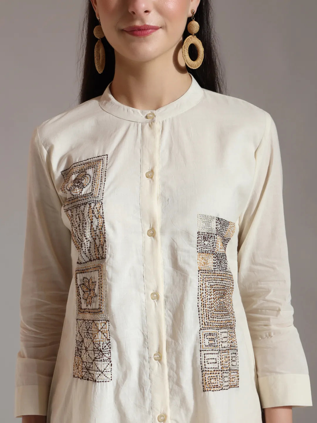 Yufta White Pure Cotton Embroidered Top | Grocsy