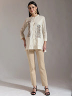 Yufta White Pure Cotton Embroidered Top | Grocsy