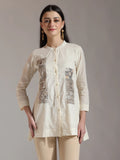 Yufta White Pure Cotton Embroidered Top | Grocsy