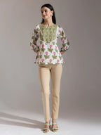Yufta White Pure Cotton Top With Lace Detailings | Grocsy