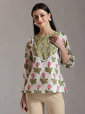 Yufta White Pure Cotton Top With Lace Detailings | Grocsy