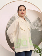 Yufta White Pure Cotton Top With Patch Work | Grocsy
