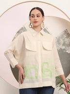Yufta White Pure Cotton Top With Patch Work | Grocsy