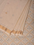 White Uppada Cotton Handloom Saree with Jamdani Pallu Design - Global Threads | Grocsy