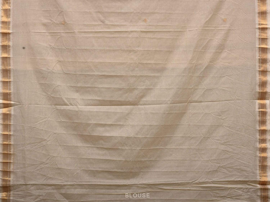 White Uppada Cotton Handloom Saree with Jamdani Pallu Design - Global Threads | Grocsy