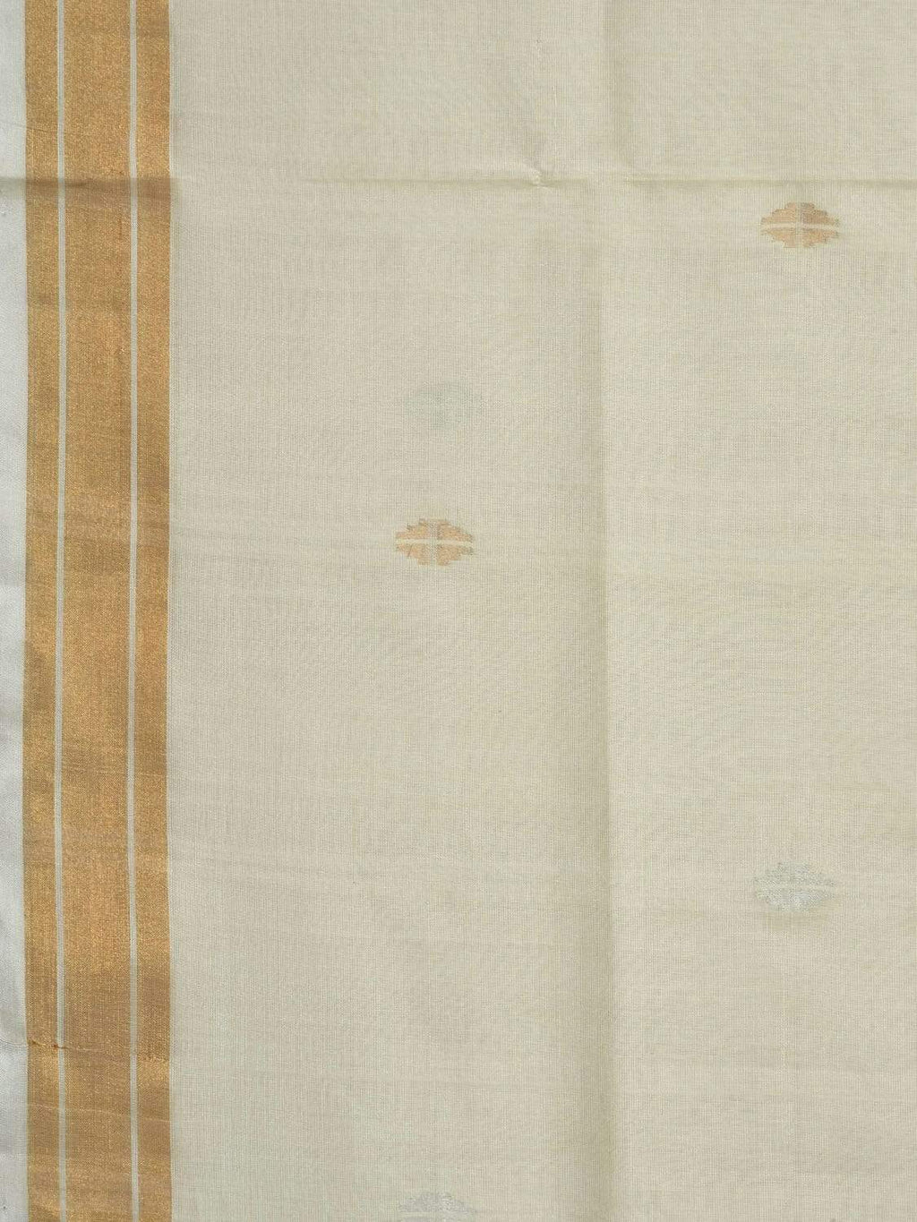 White Uppada Cotton Handloom Saree with Mango Design Pallu - Global Threads | Grocsy