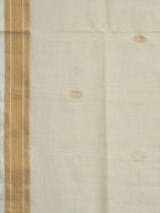 White Uppada Cotton Handloom Saree with Mango Design Pallu - Global Threads | Grocsy