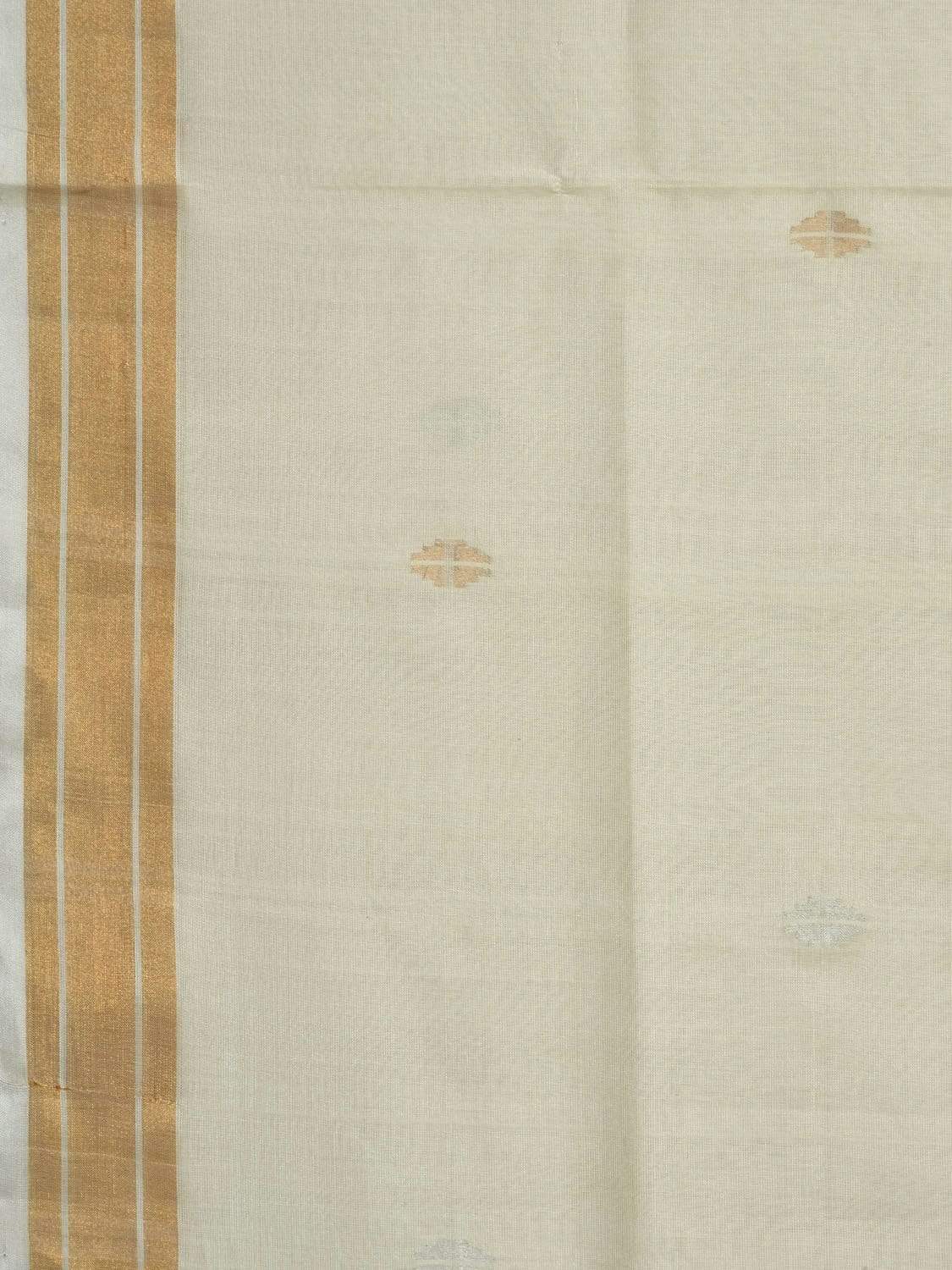 White Uppada Cotton Handloom Saree with Mango Design Pallu - Global Threads | Grocsy