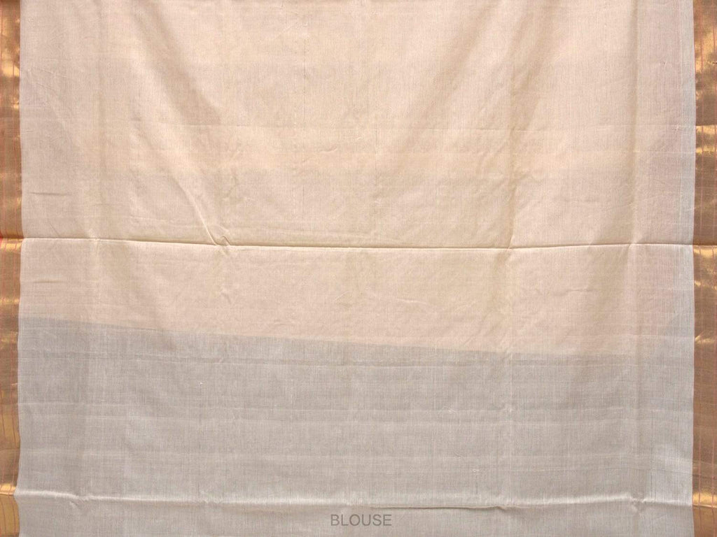 White Uppada Cotton Handloom Saree with Mango Design Pallu - Global Threads | Grocsy